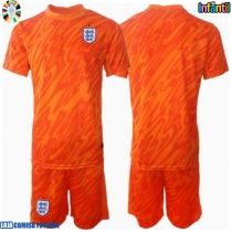 Camisa de Futebol Inglaterra Goleiro Equipamento Principal Infantil Europeu 2024 Manga Curta (+ Calças curtas)